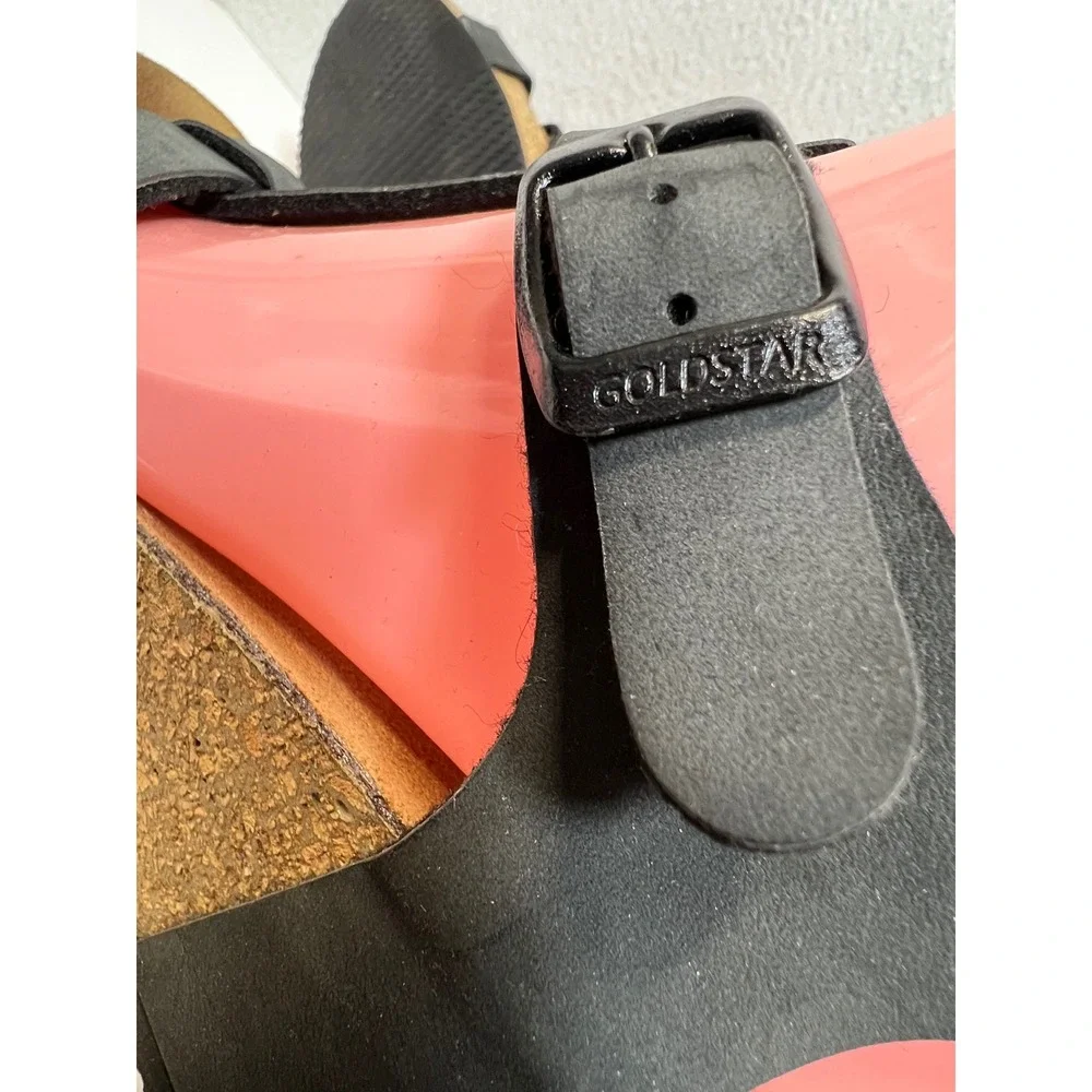 Goldstar Black Cork Wedge Platform Sandals Womens 41 US 10.5 Buckle Ankle Strap‎
